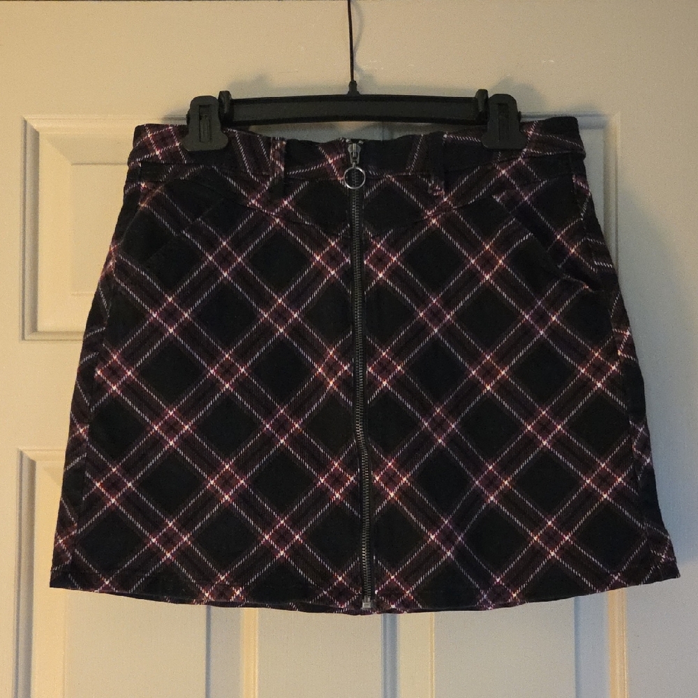 SO Black & Pink Plaid Mini Skirt